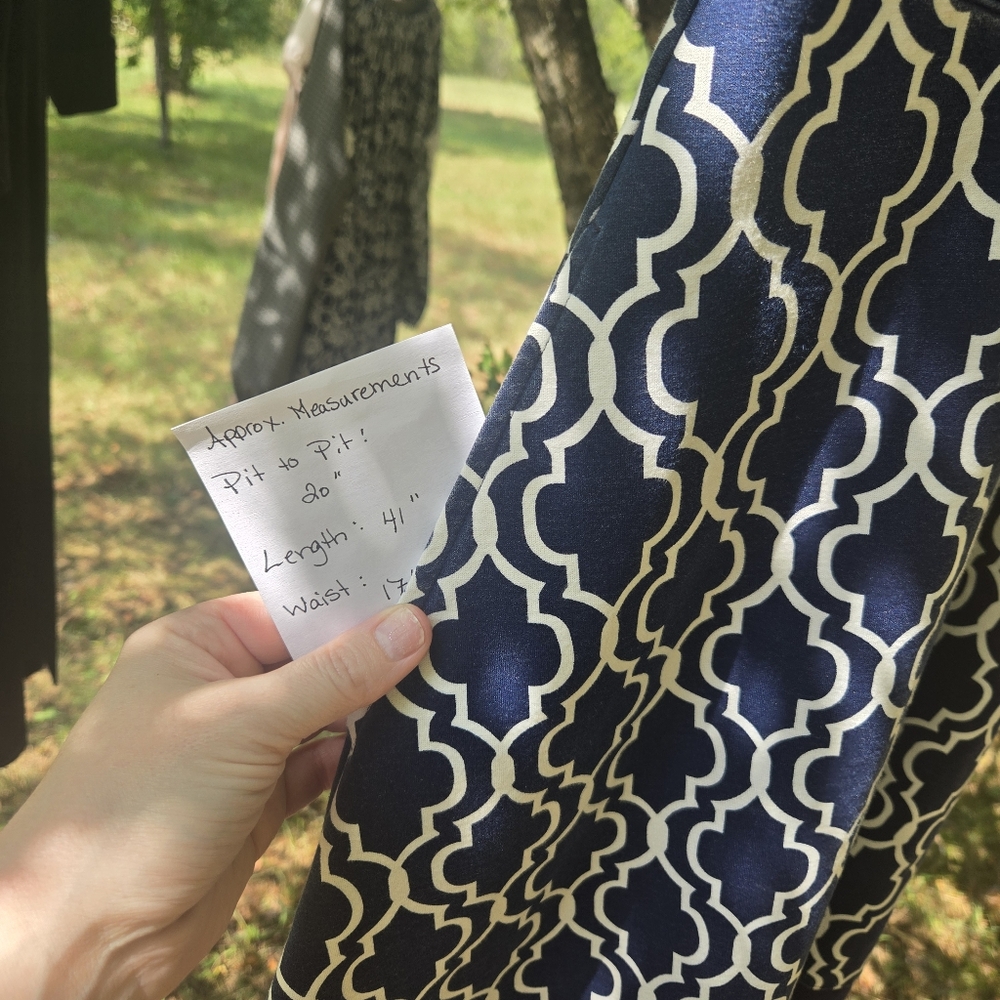 Lands End Blue And White Dress Sz 14 - Picture 5 of 10